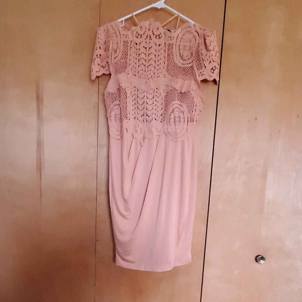 Peach cap sleeve dress